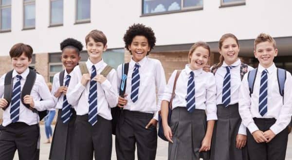 Kids wearing school uniform